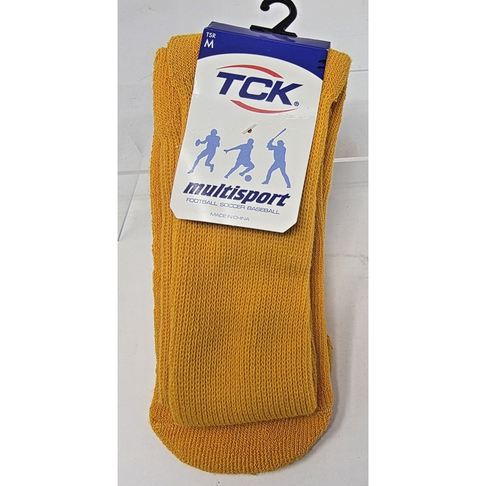 TCK TSRM Multi Sport Athletic Tube Socks Gold Medium Twin City Knitting USA